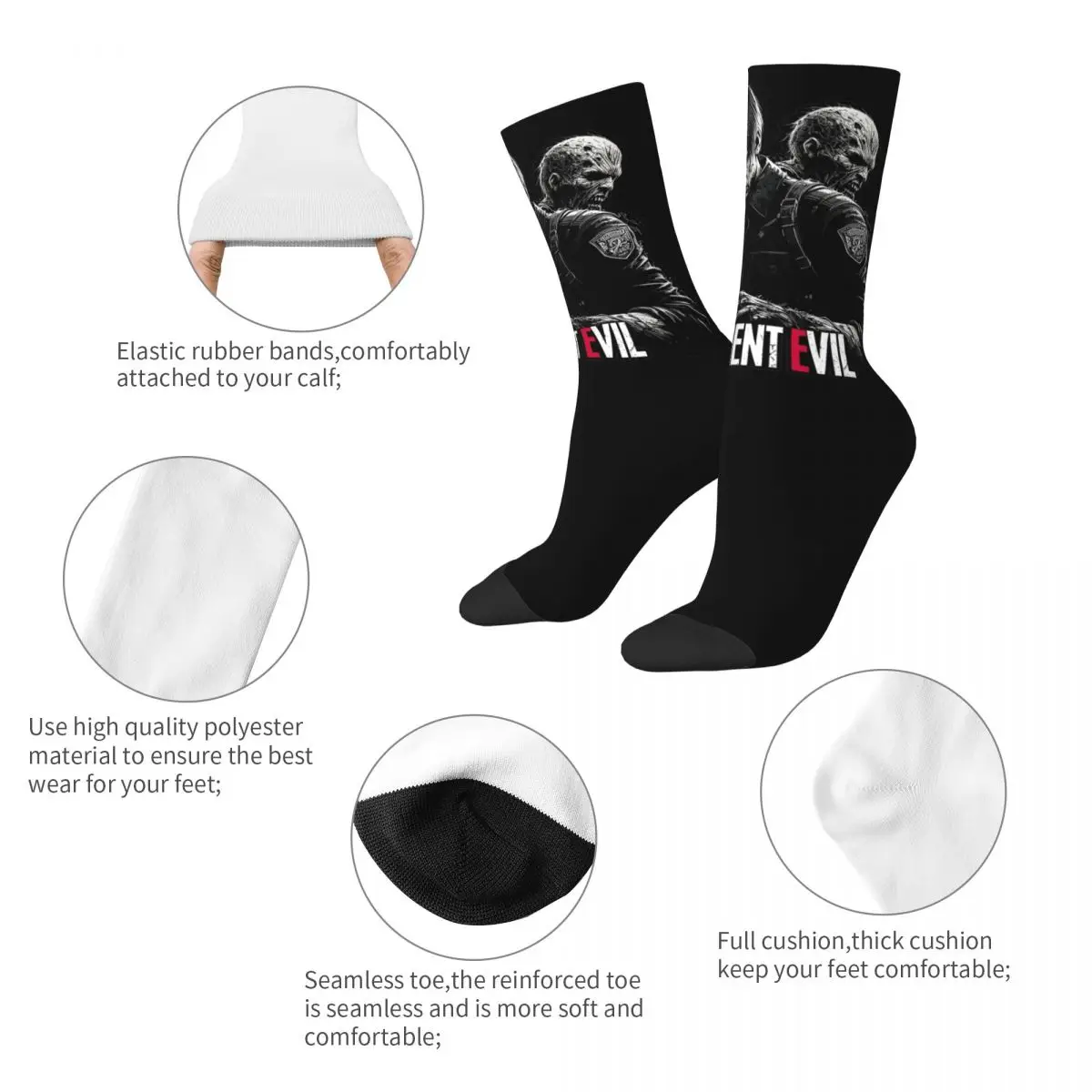 Leon Scotts Kennedy Residents Evils Socks Men Women Polyester Fashion Socks Harajuku Spring Summer Autumn Winter Socks Gifts