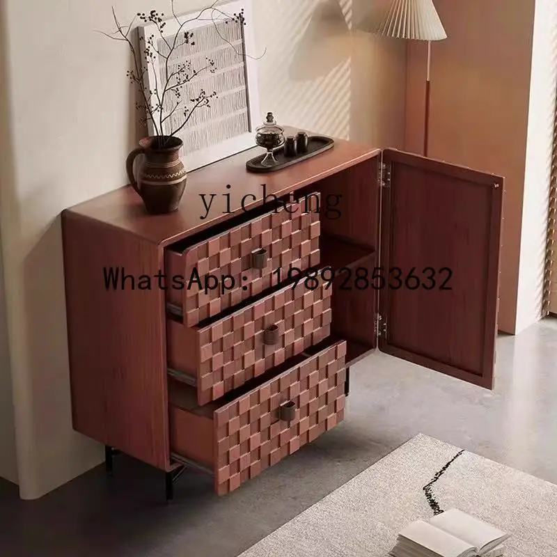 

X6 Model Room Vintage Carved Chest of Drawers Sideboard Living Room Entryway Cabinet Decoration
