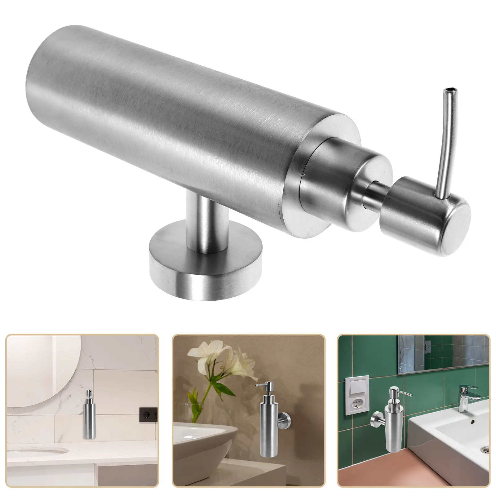 

Stainless Steel Wall Mounted Manual Soap Dispenser Refillable Hand Soap Dispenser for Bathroom Kitchen Hotel Use