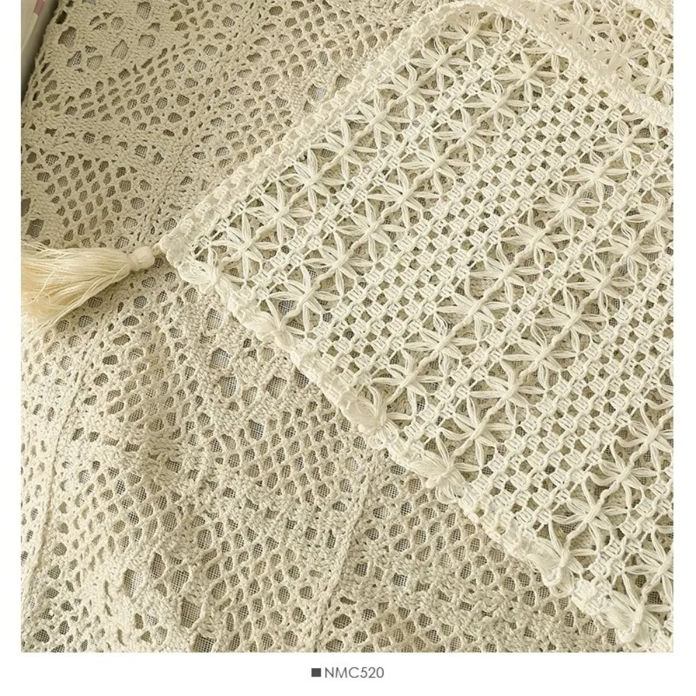 

Tassel Hollowed-out Knitwear Ethnic Style Sunscreen Ladies' Crochet Shawl Bohemian Beach Wear Vacation Style Shawl Summer Season