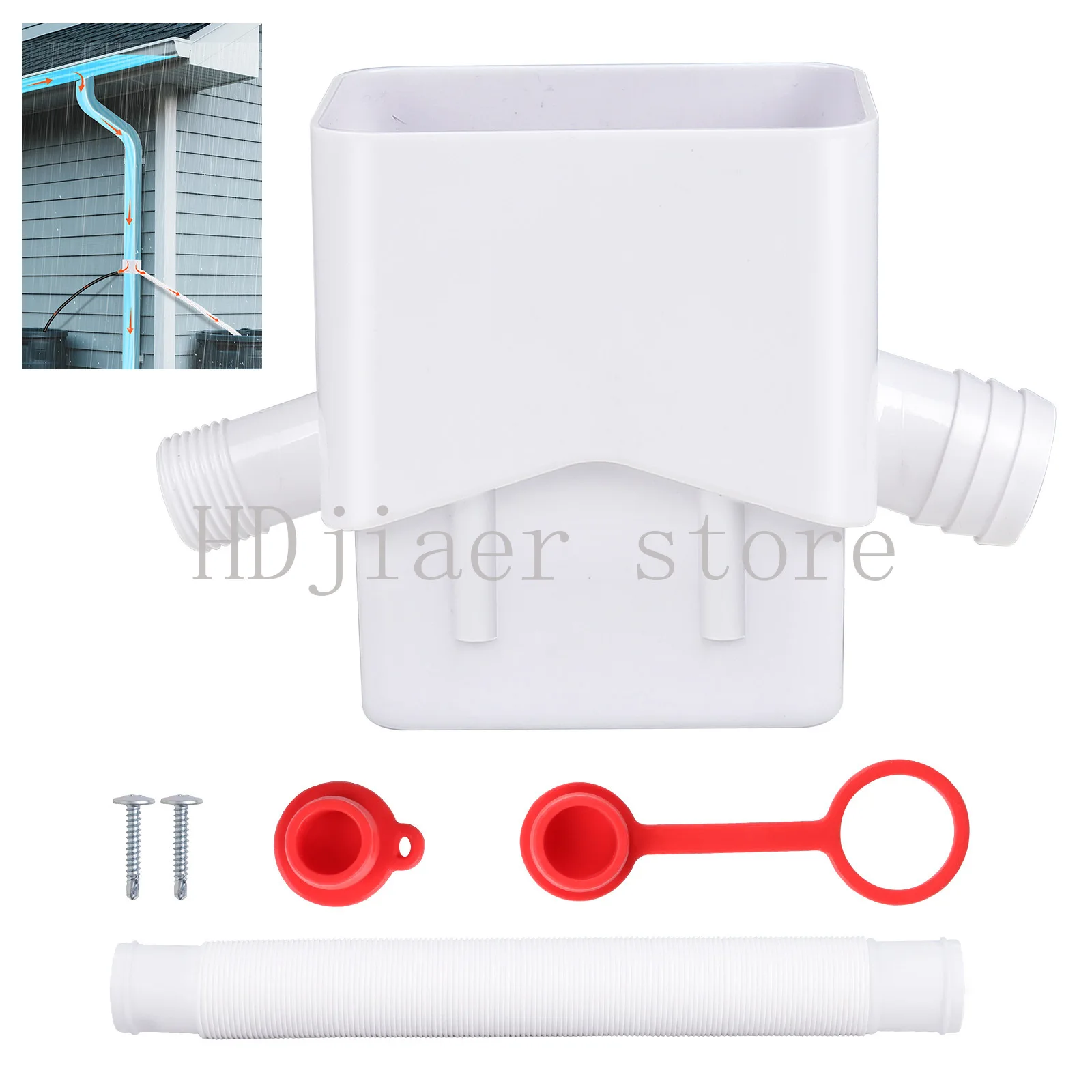

Rainwater collection system with dual outlet integrated leak proof design for downspout diverter