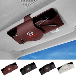 PU Leather Car Glasses Case Auto Sun Visor Glasses Holder Card Ticket Holder Storage For Nissan Nismo Tiida Teana GTR 350Z 370Z