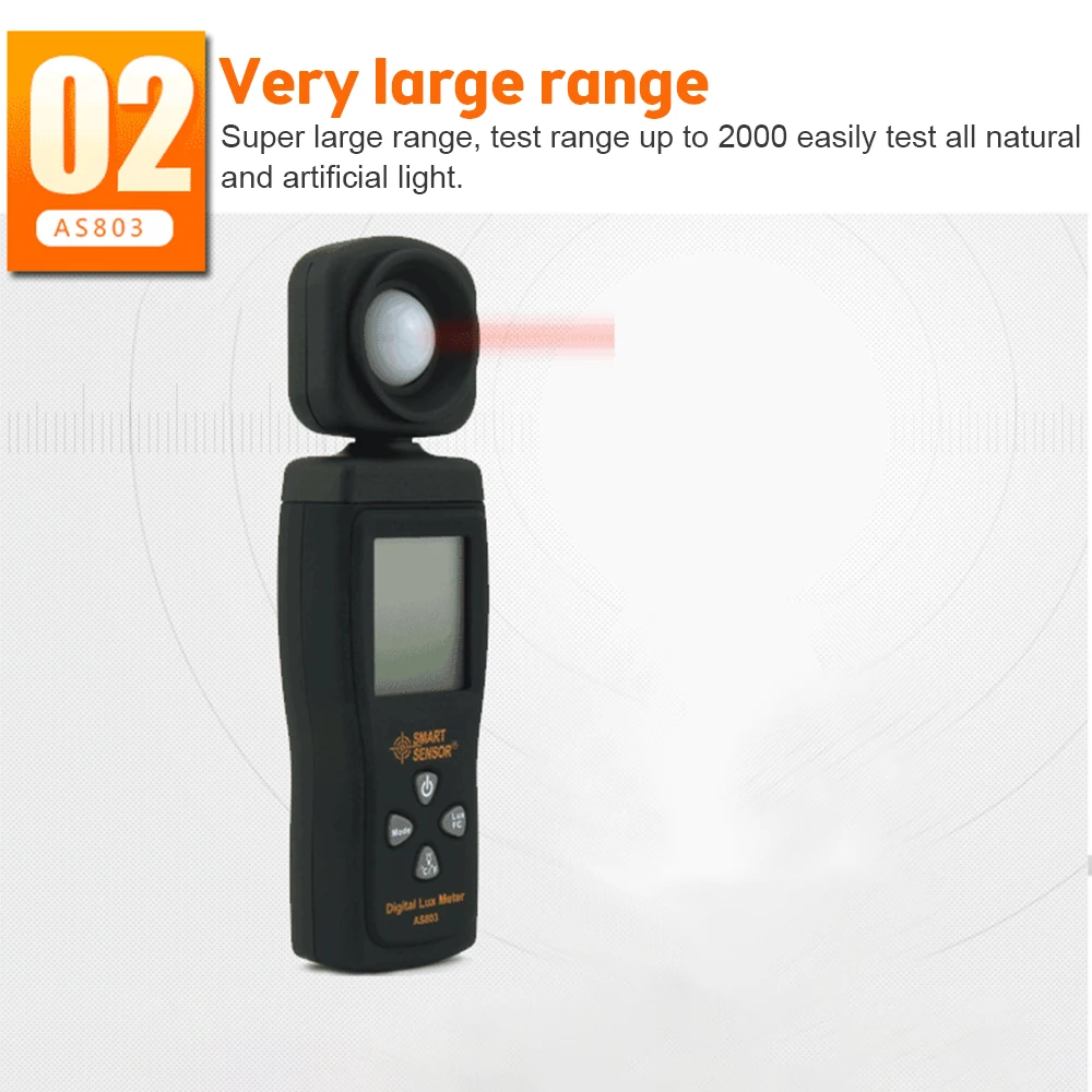 AS803 Light Meter Photometer Photography Digital Luxmeter Integrated Illuminometer 1-200.000LUX Enviromental Tester Spectrometer