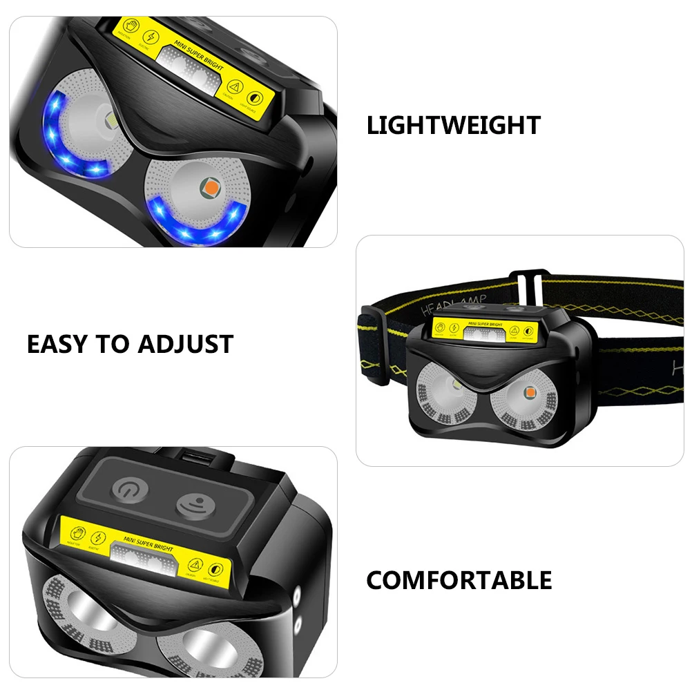 

Sensor Head Torch LED Headlamp Waterproof IPX65 Rechargeable Outdoor Headlight Night Flashlight ABS 180 Degree Tilt Adjustable