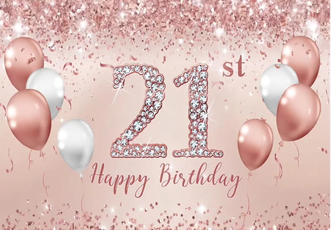 21st Birthday Decorations Rose Gold Happy 21st Birthday Banner Pink 21 Years Old Bday Party Favor Decorations for her Girls