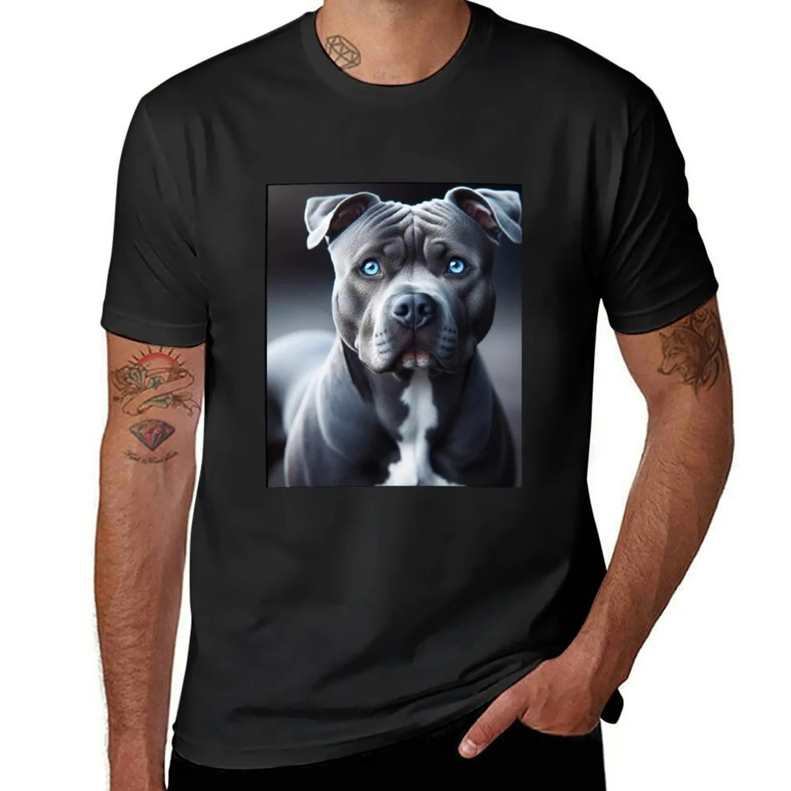 Blue Gaze: A Dog's Portrait T-Shirt vintage aesthetic clothes men clothings