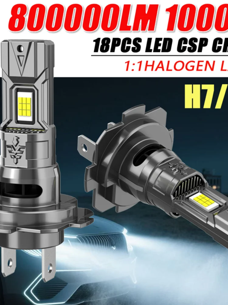 H7 H4 Led Canbus lumières 1:1 Mini taille phare de voiture avec ventilateur 800000LM Super lumineux sans fil Turbo brouillard ampoule 6000K lampe Automobile