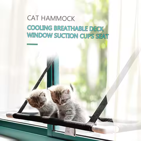 Cat Window Perch Hammock Bed Cooling Breathable Deck Window Suction Cups Seat Cat Shelves Sunbath Hammock Bed for Cat Hold UP