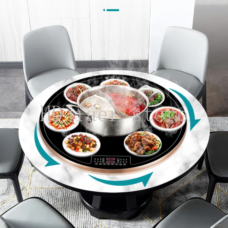 

Hot Pot Dishes Warming Plate Dining Table round Automatic Rotating Plate Heating Food Insulation Board Heating up Appliance