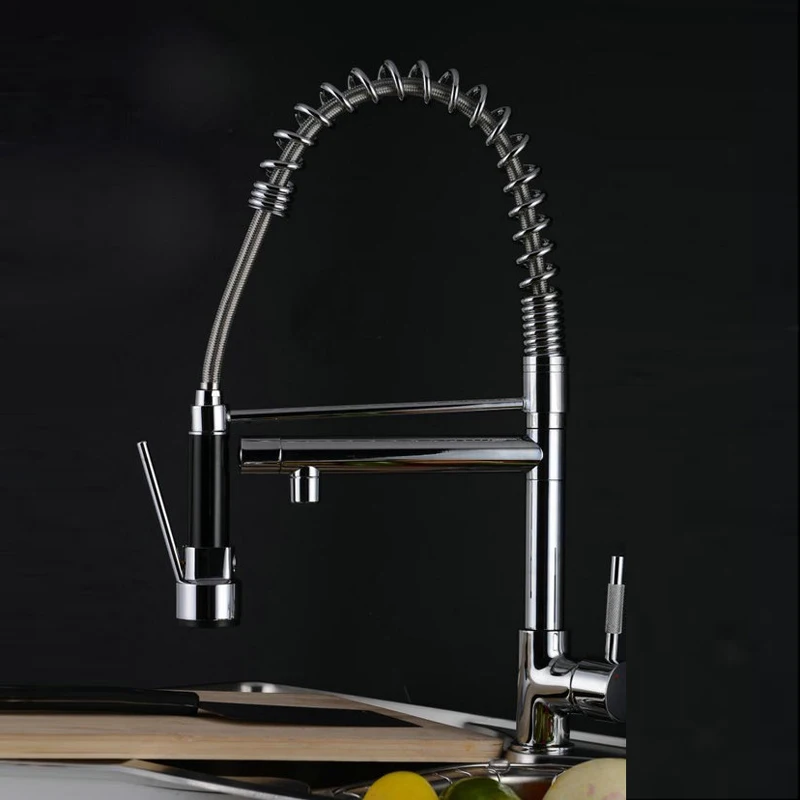 High quality fashion latest new style brand Torneira Cozinha kitchen faucet pull out spray tap dual flow sink spring mixer