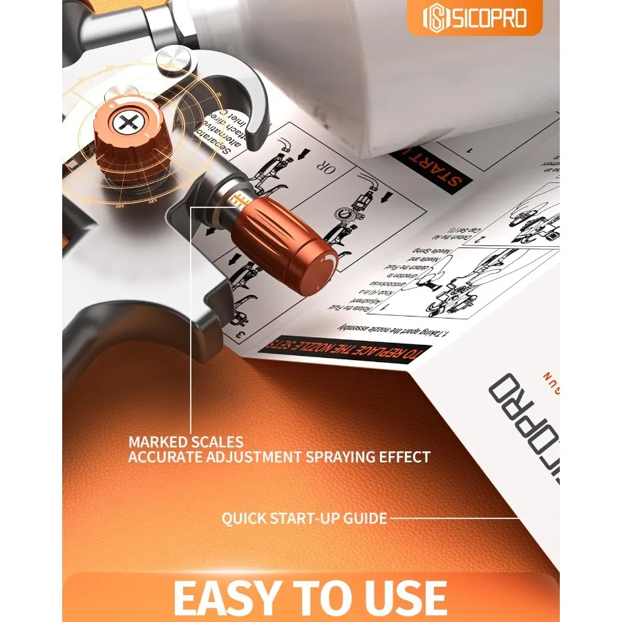 مسدس رش الطلاء LVLP بخاخ طلاء الهواء لطلاء المنزل وتشطيب السيارات؛ مجموعة ممتازة بدقة عالية 1.3 مم 1.5 #6