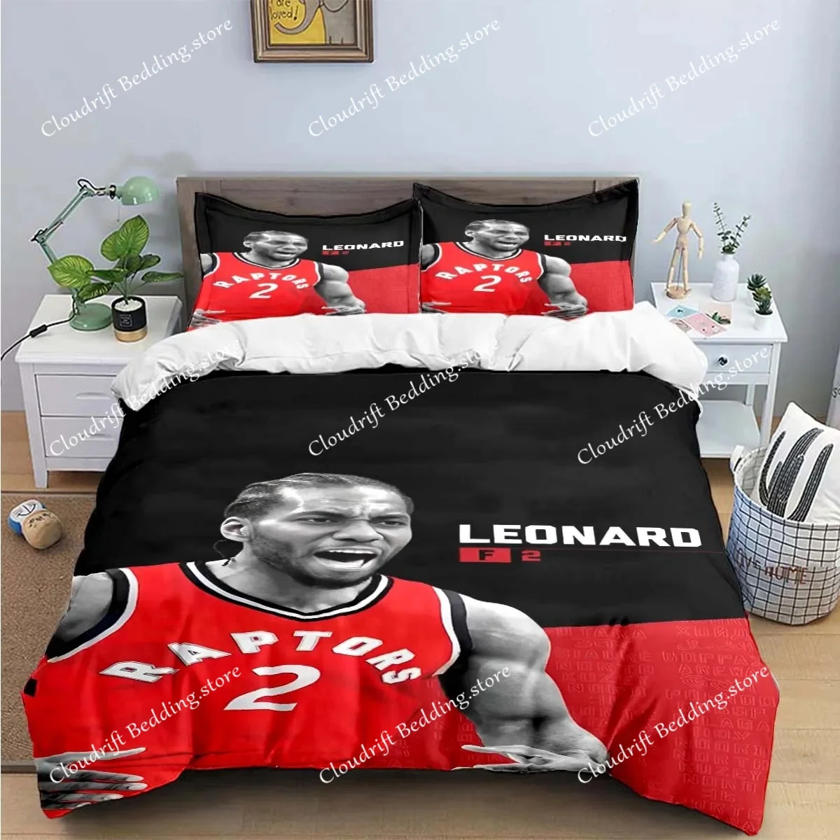 Fashion No2 Basketball Star K-Kawhi L-Leonard Print Bedding Sets Bed Supplies Set Duvet Cover Bed Comforter Set Bedding Set Gift