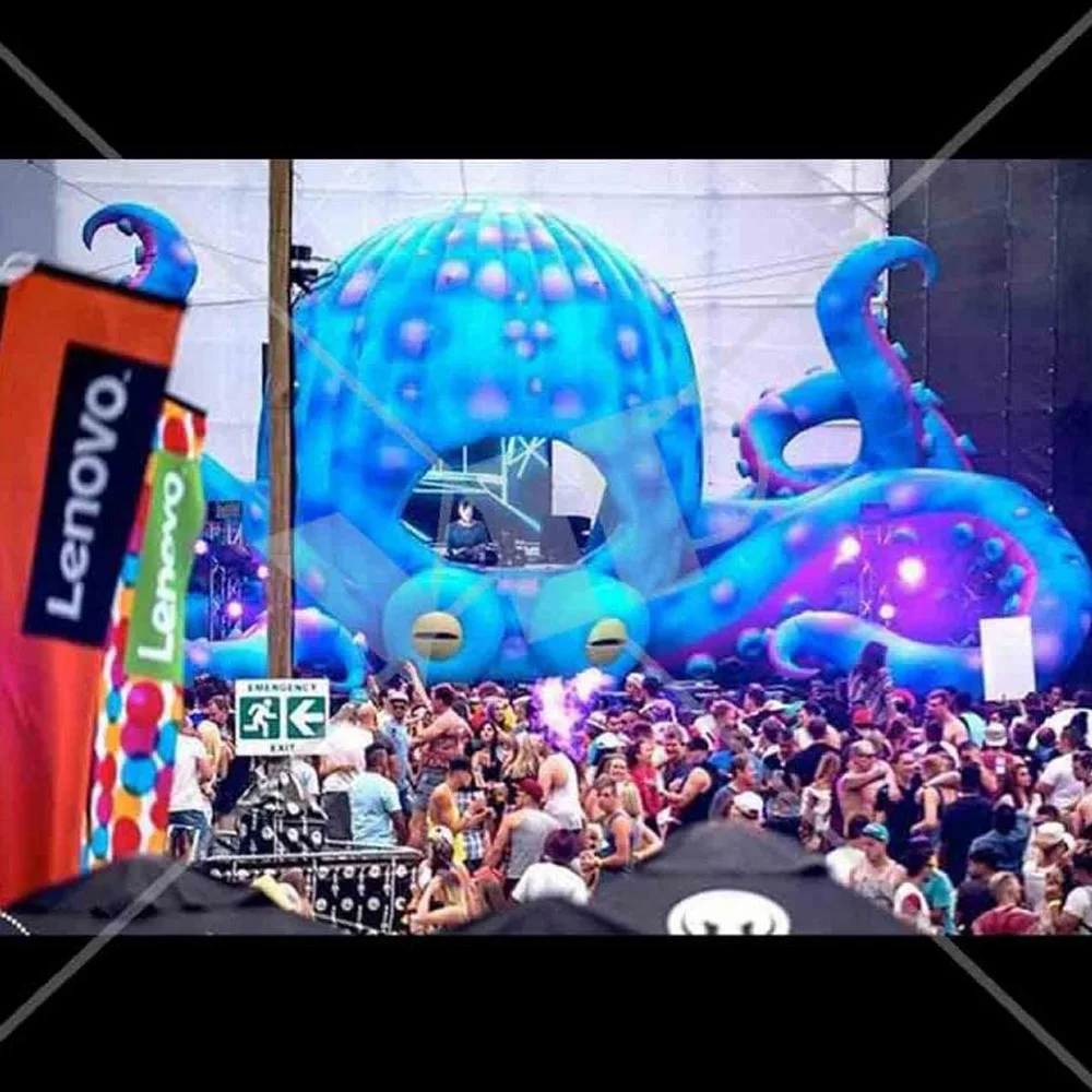 Polvo inflável gigante com ventilador para decoração de eventos, DJ Stage Booth, evento do oceano, frete aéreo grátis, 10m