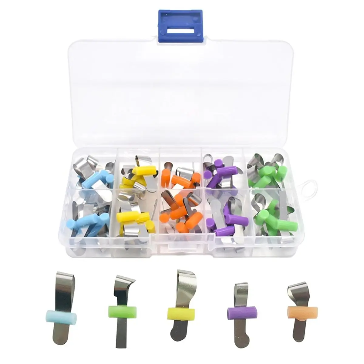 AT16 50pcs/Box Dental Orthodontic Forming Sheet Sectional Contoured Metal Matrices with Positioning for Adult/Children