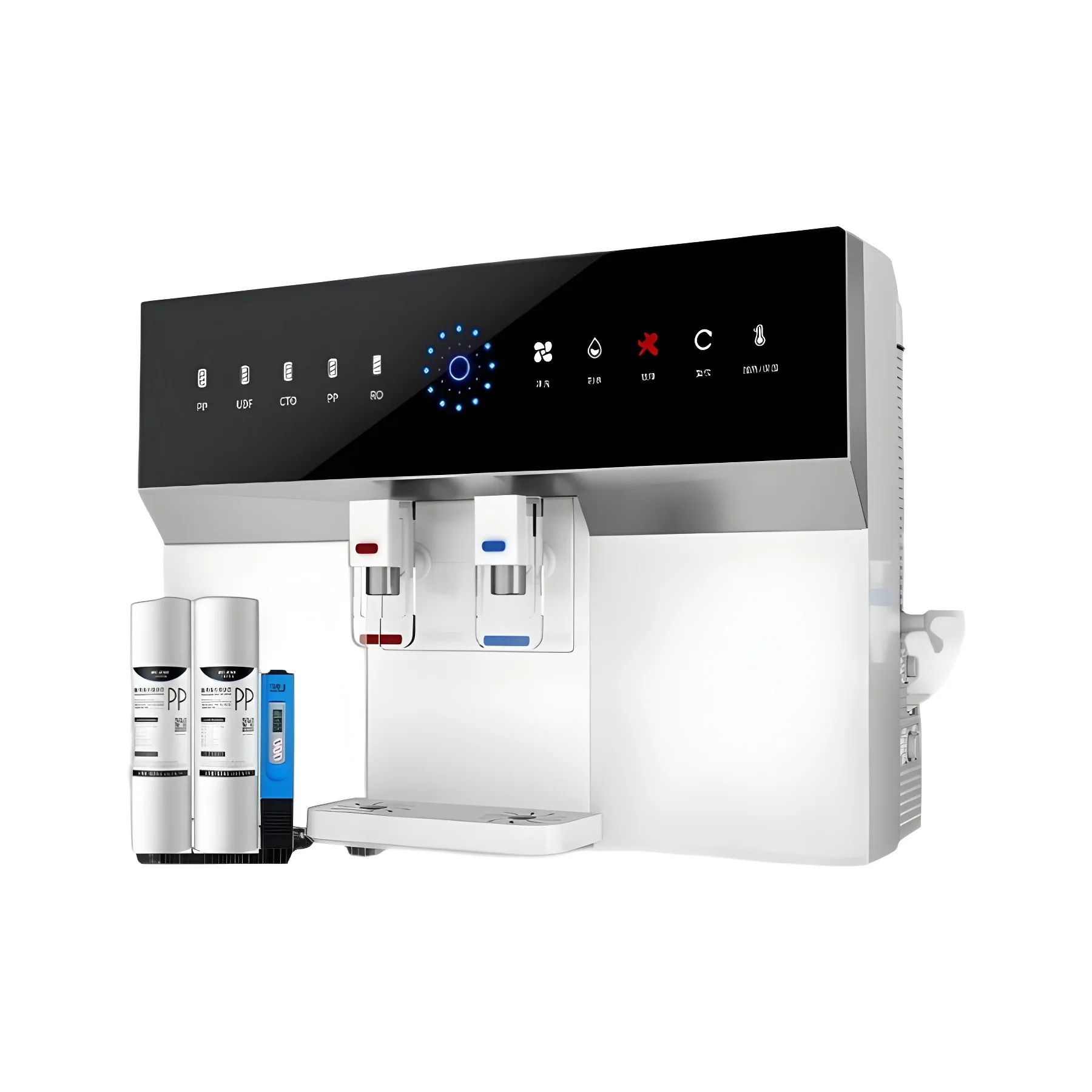 RO Water Filter System, 5-in-1 Purifier with Heating, Wall-Mounted or Countertop, Direct Drinking Water Machine, Home Use