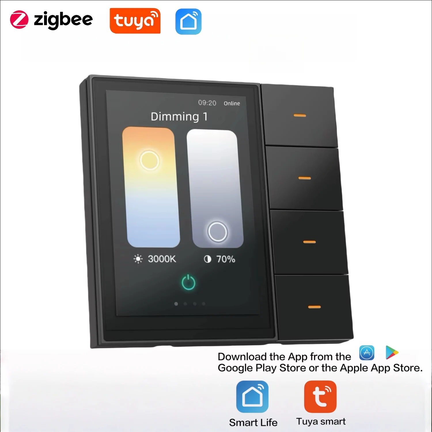 Tuya ZigBee 3.5-Inch Smart Scene Switch Multifunctional Touch Control Curtain Lighting Control F3Pro Smart Home Wall Switch