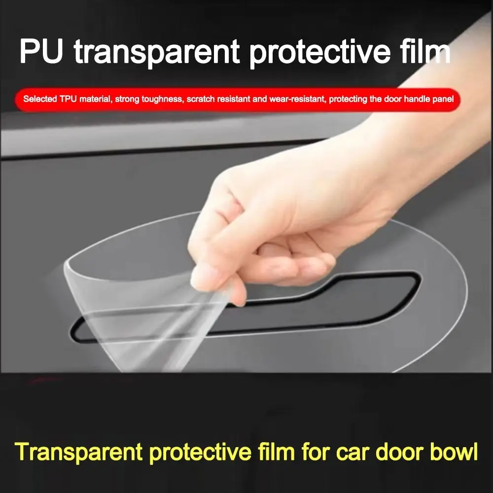 4pcs Scratch-Proof Car Door Handle Protector TPU DIY Car Paint Film Transparent for Tesla Model 3/Y Juniper Launch 2025