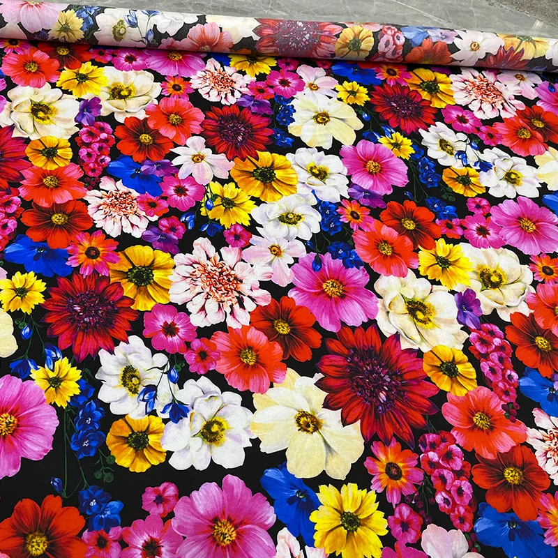 Brand Fashion Design Poplin Cotton Fabric Natural Organic Flower Printed Fabrics Cloth for Dress Diy Sewing Material Wholesale