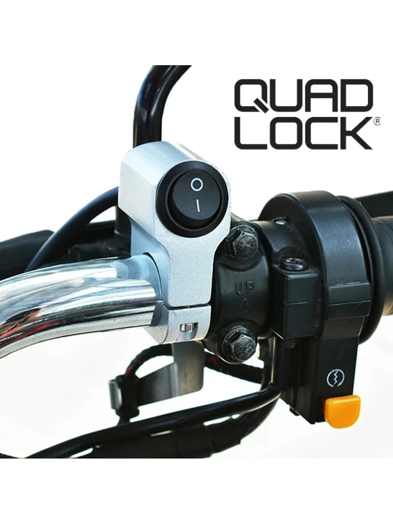 

QUAD LOCK Motorcycle Handlebar Headlight ON/OFF Switch Scooter ATV Aluminum Alloy 2-Wire Black Light