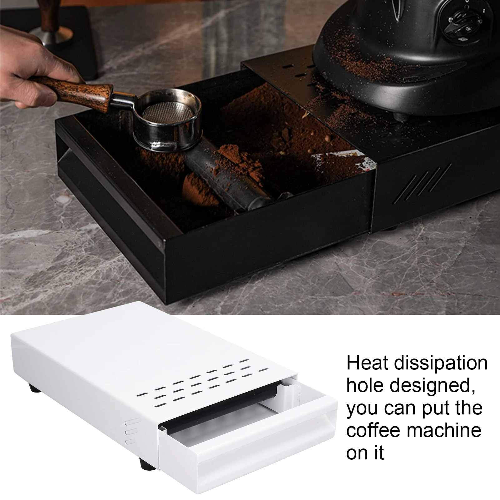 

Coffee Residue Powder Box Heavy Duty Coffee Knock Box Non Slip Thickened Detachable Drawer for Household