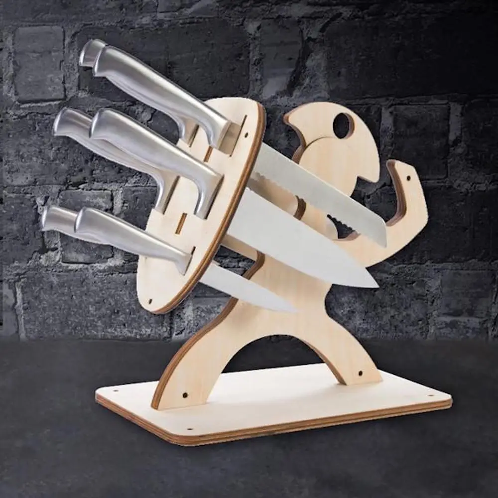 

DIY Wooden Knife Rack Spartan Warrior Knife Block Holder Eco-friendly Home Gadget Kitchen Decor Bar Storage Soldier Knives Stand