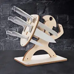 DIY Wooden Knife Rack Spartan Warrior Knife Block Holder Eco-friendly Home Gadget Kitchen Decor Bar Storage Soldier Knives Stand