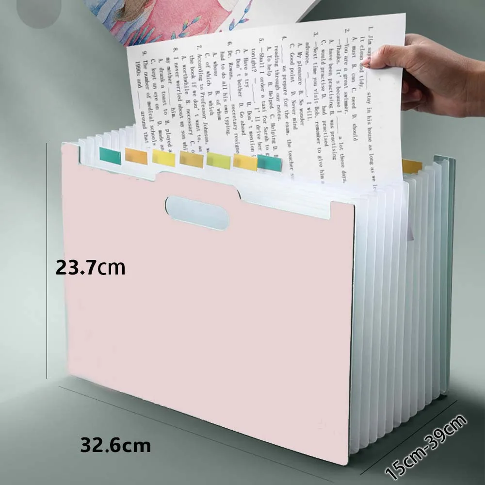 A4 Document Expanding File Bag, School Exam Paper Organizer Storage Bag