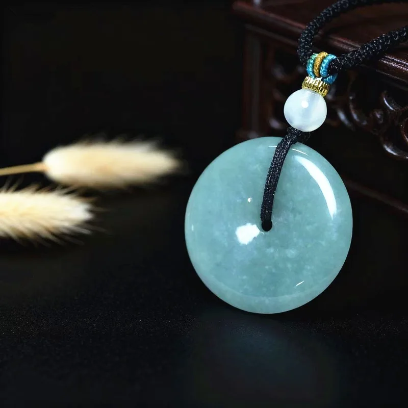 New Real Natural Jade Donut Ping An Knot Pendant Necklace Carved Charm Jadeite Jewelry Fashion Amulet Gift for Men Women view 3