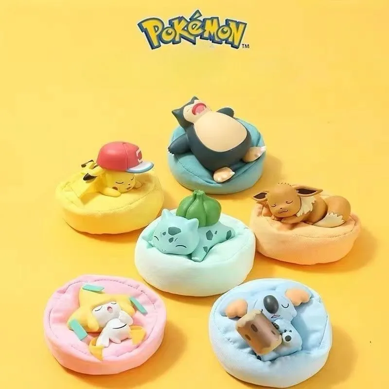 

Pikachu Blind Box Series Pokemon Komala Eevee Snorlax Jirachi Bulbasaur Sleep Figure Cute Decoration