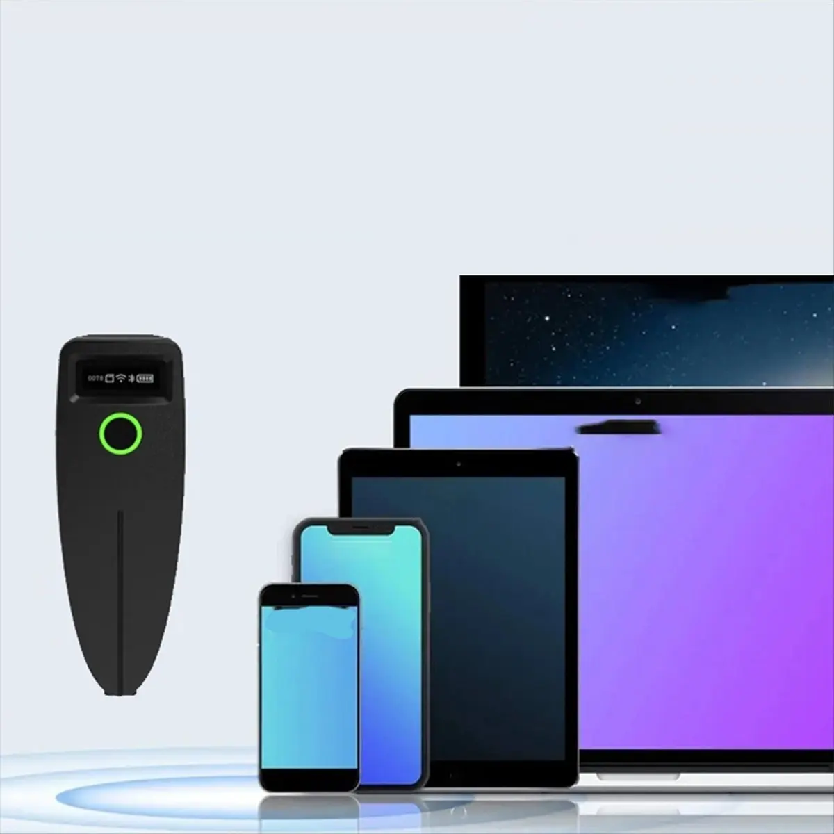 

Okay 1D 2D QR-сканер штрих-кода Мини 2,4G Беспроводной Bluetooth Ручной портативный считыватель кодов матрицы данных с функцией хранения