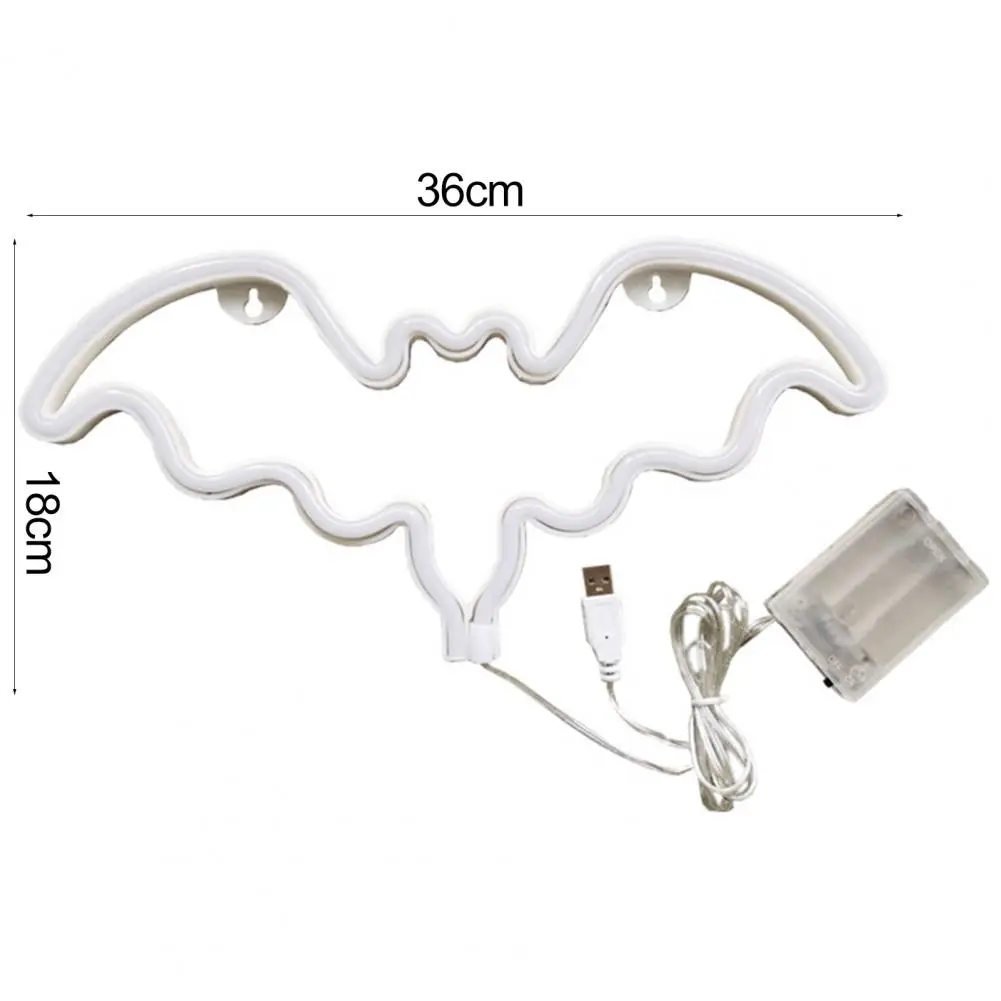 할로윈 박쥐 네온 사인 램프 야간 조명 장식 조명, USB/배터리 작동 깜박임, 무료 LED 데스크탑 장식, 으스스한