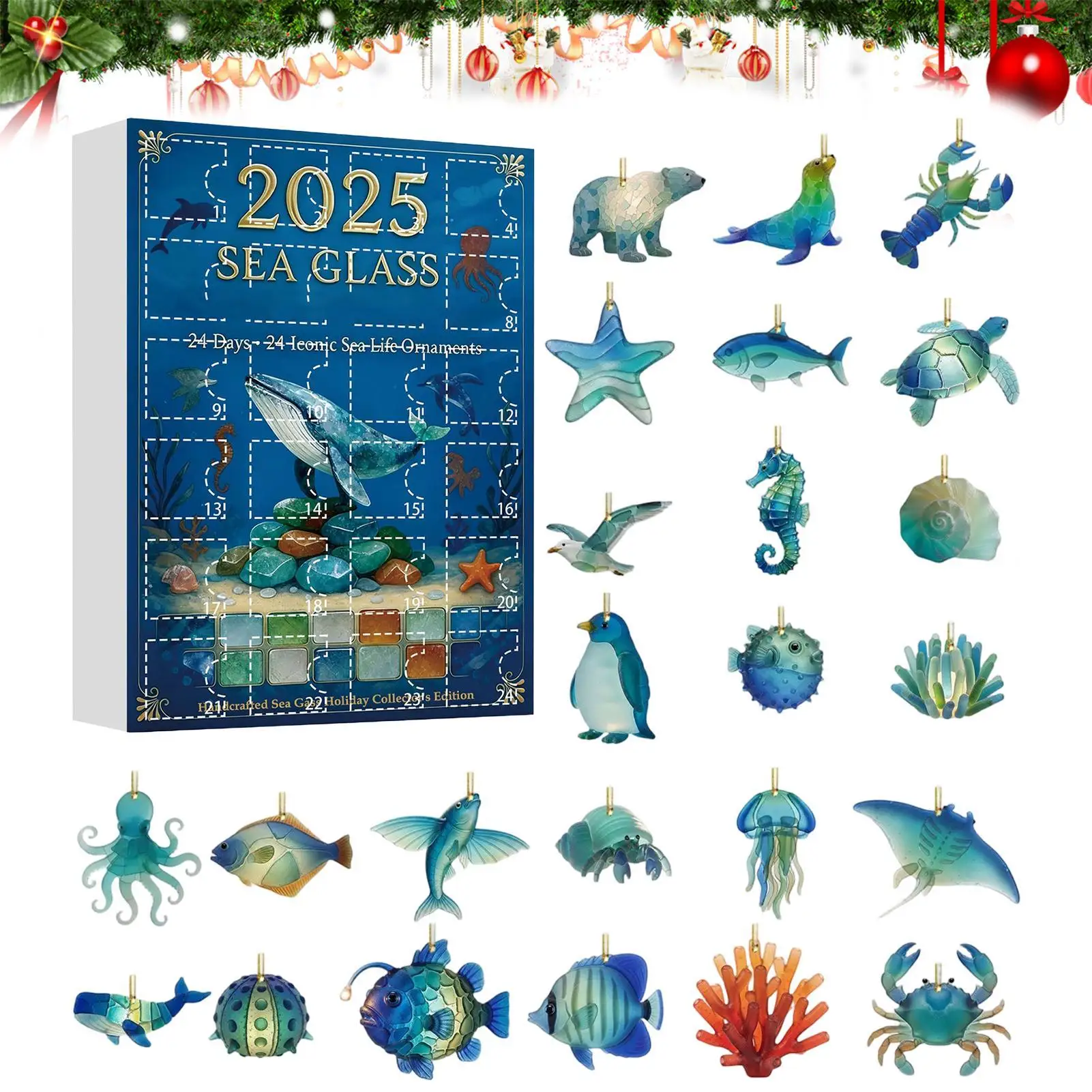 Christmas Advent Calendar 2D Acrylic Ornament 24 Days Countdown Toy Xmas Gifts for Kids Family Fun Learning Development Activity