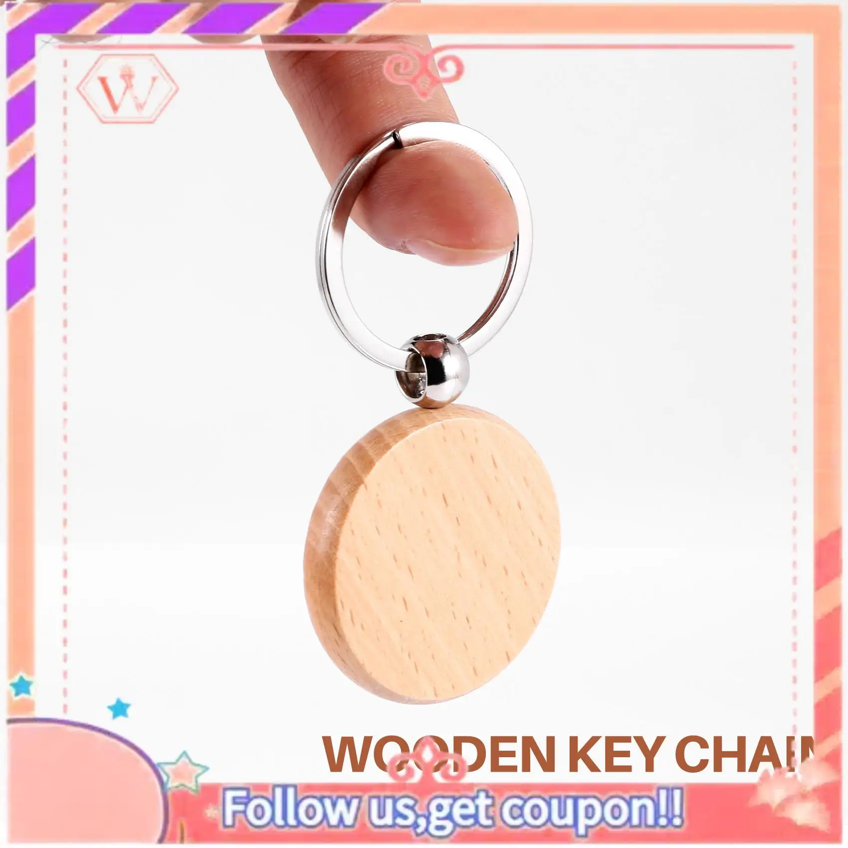 

Upgraded 40Pcs Blank Round Wooden Key Chain Diy Wood Keychains Key Tags Can Engrave Diy Gifts