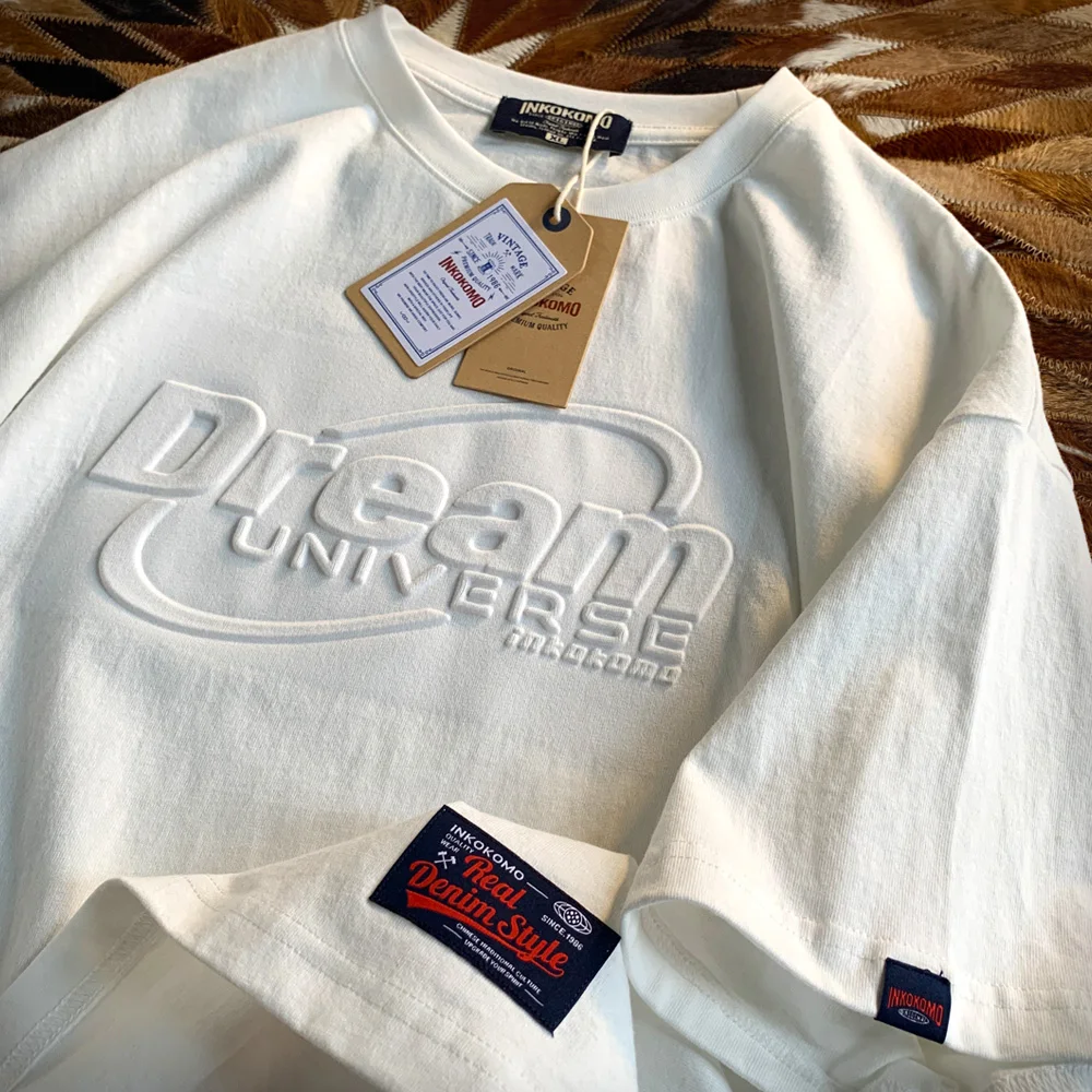 

Мужская футболка с коротким рукавом, летняя, новая, в американском ретро-стиле, свободного кроя, с круглым вырезом, с принтом, из хлопка, дышащая, удобная, модная.