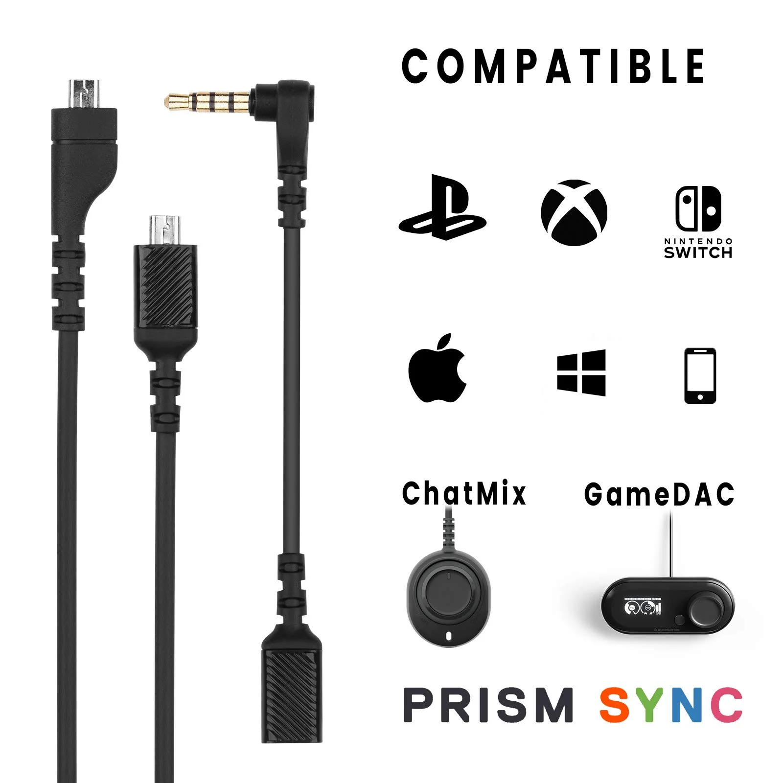 Wymienny kabel odłączany kabel GameDac podtrzymujący RGB do SteelSeries Arctis 3 5 7 Pro + Plus przewodowy słuchawki dla graczy bezprzewodowy