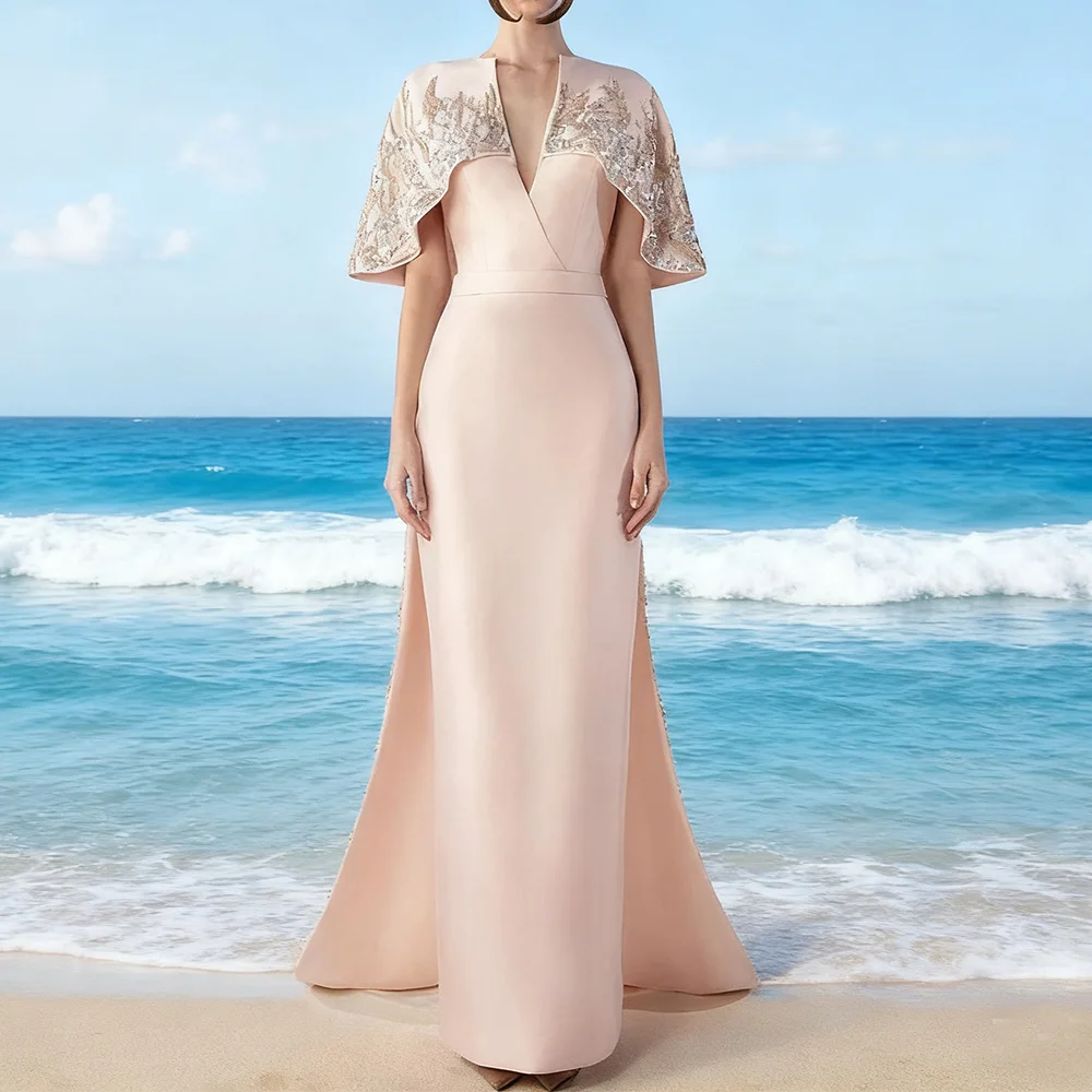 

Элегантные длинные вечерние платья русалки по индивидуальному заказу для особых случаев, атласные платья с v-образным вырезом длиной до пола, женские вечерние платья для гала-выпускного вечера 2025