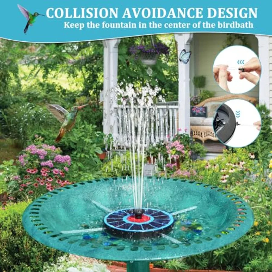 【Spot goods】Solar Fountain Upgrade 3.5W Solar Birdbath Fountains with White Lights Glass Panel 2200mAh Battery Hummingbird Wate view 4