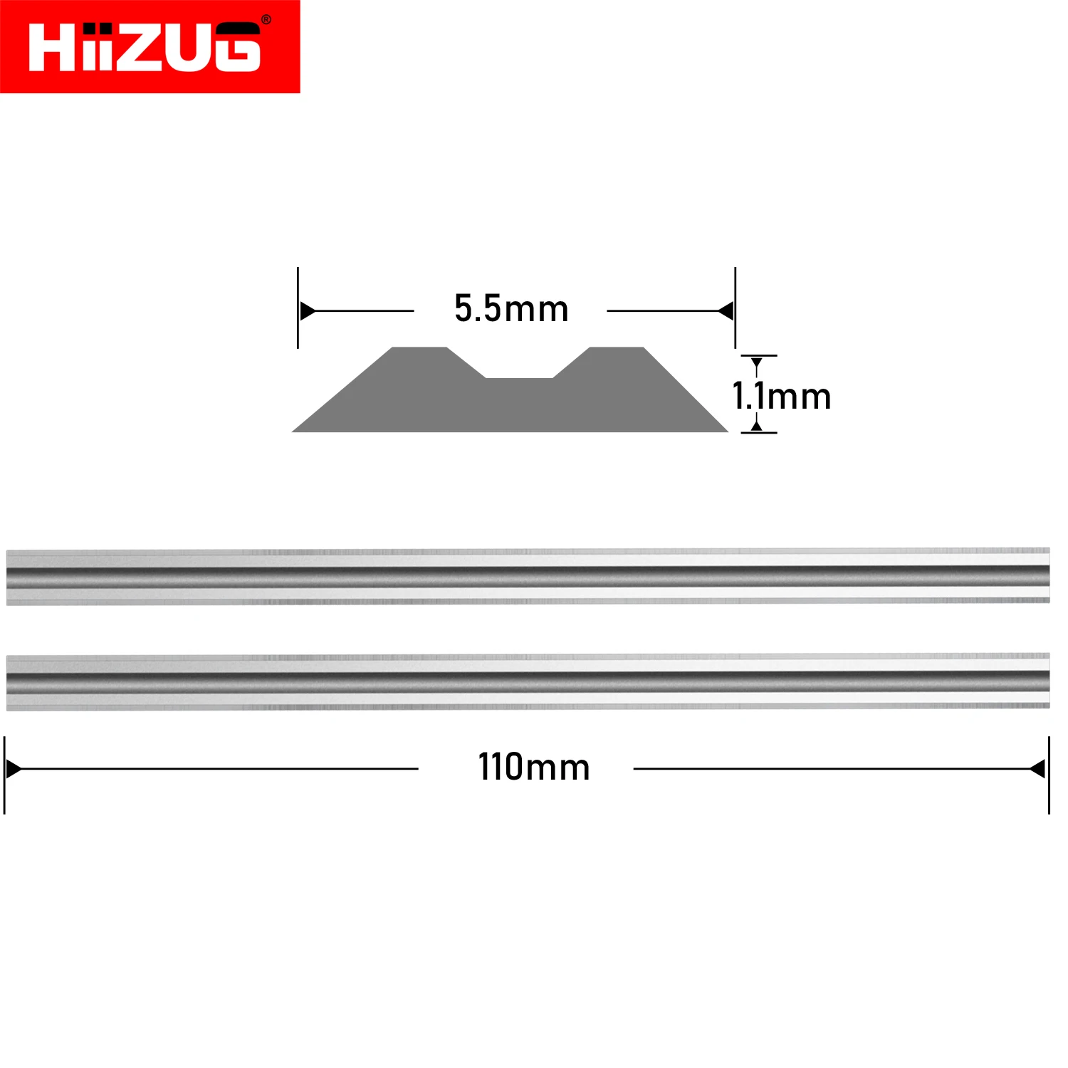 110mm x 5.5mm x 1.1mm Makita Schaafmachine Messen voor Makita 1911B 1912B 1002BA Enkor Interskol Elektrische Hand Held Schaafmachine HSS 2 Stuks