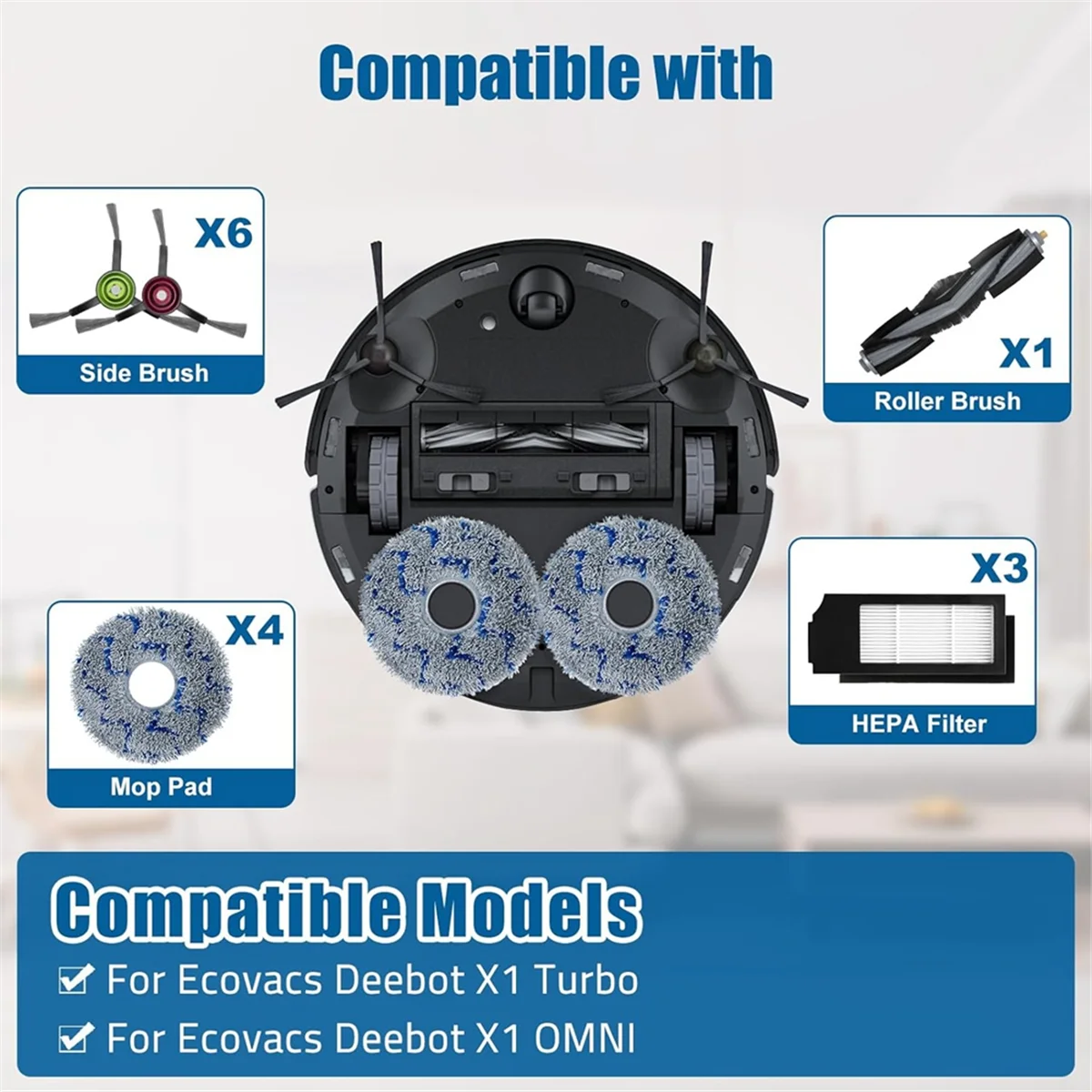 For Deebot X1 Omni Turbo Vacuum Cleaner Accessories Main Side Brush HEPA Filter Mop Cloth Dust Bag Parts