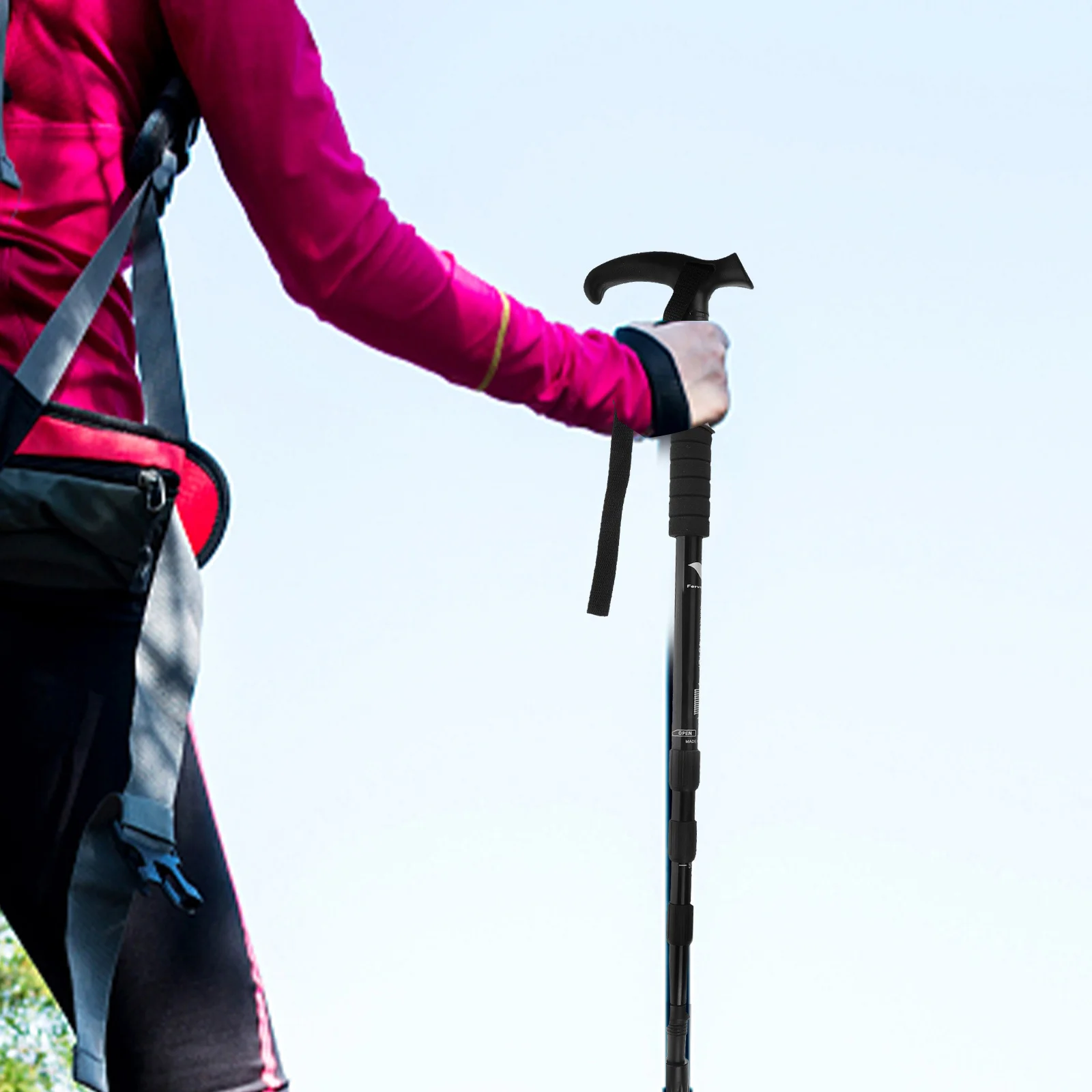 

Aluminum Alloy Retractable 4-Section Walking Cane Lightweight Shock Absorption Foldable Hiking Stick For Seniors Trekking