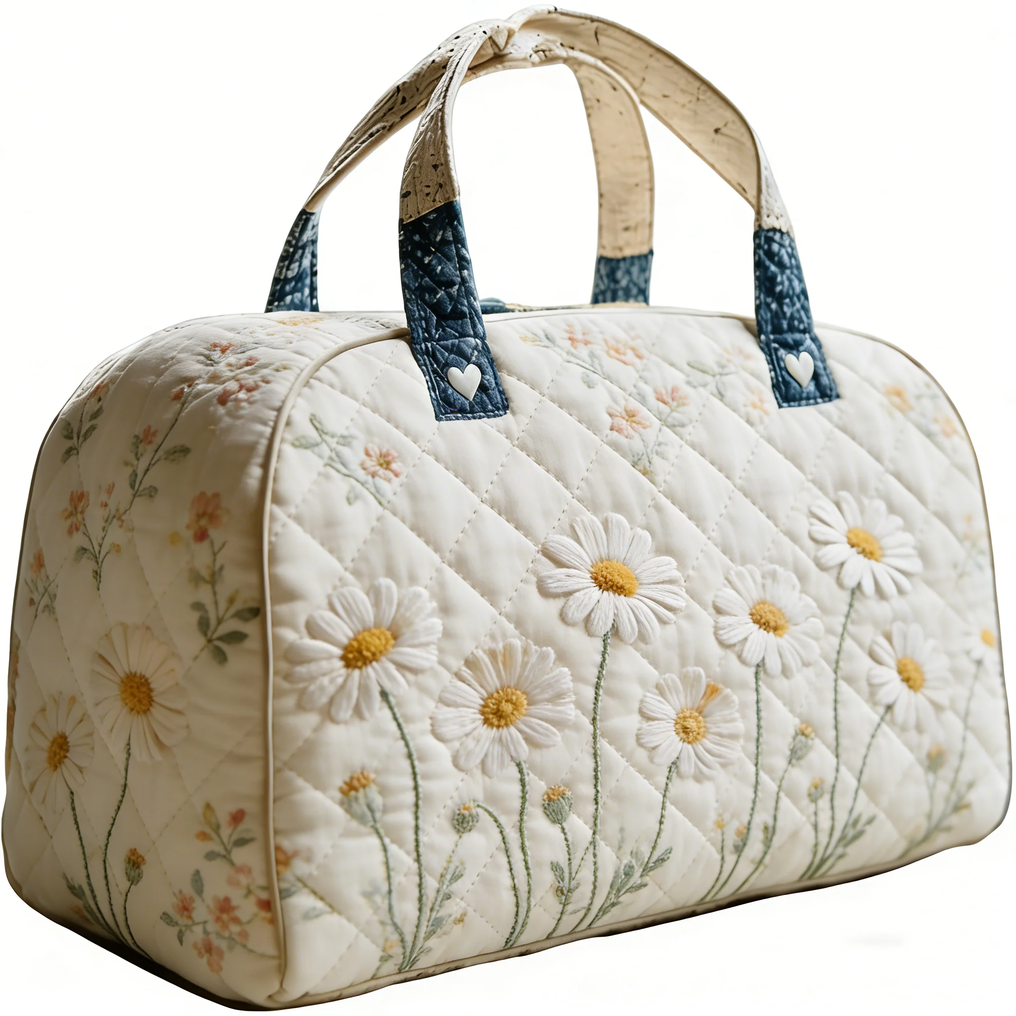 Retro Camper Quilted Duffle Bag Camping Trailer Travel Tote Men Women Road Trip Exquisite Handbag Floral Weekender Bag