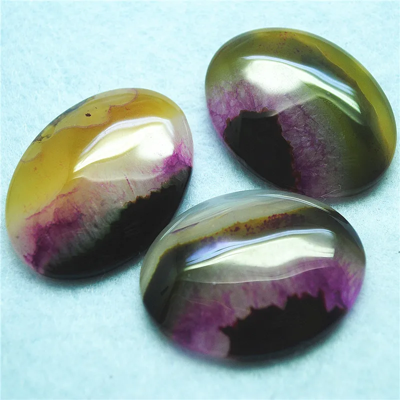 3PCS Natural Semi Precious Stone Cabochons Oval Shape 30X40MM NO Hole Double Colors Mixed Hot Sellings