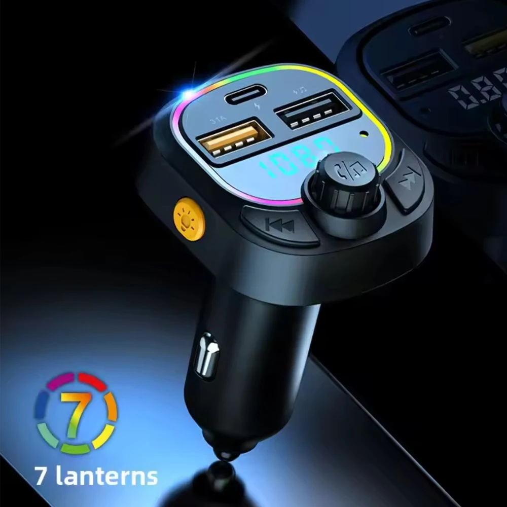 Car Bluetooth 5.0 Hands-Free Calling Noise Cancellation Fast Charge MP3 USB Player FM Transmitter for All Cars IPhone Android
