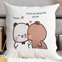 1pc Cute Bubu Dudu Panda Bear Couple Love Bubu and Dudu Pattern Polyester Fabric Cushion Cover House Warming Gift