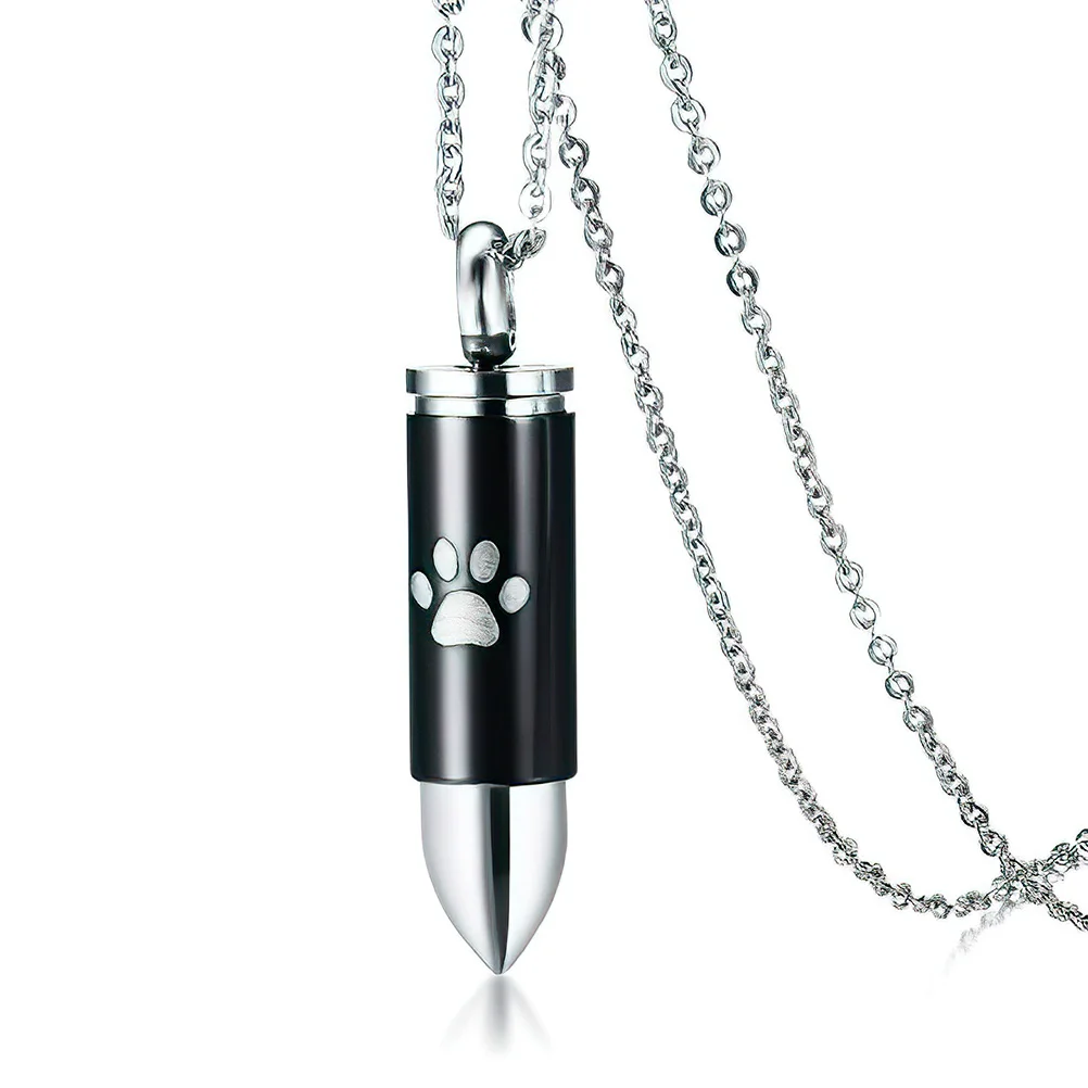 

Cremation Jewelry Ashes Necklace for Men Souvenir Black Titanium Steel Dog Urns