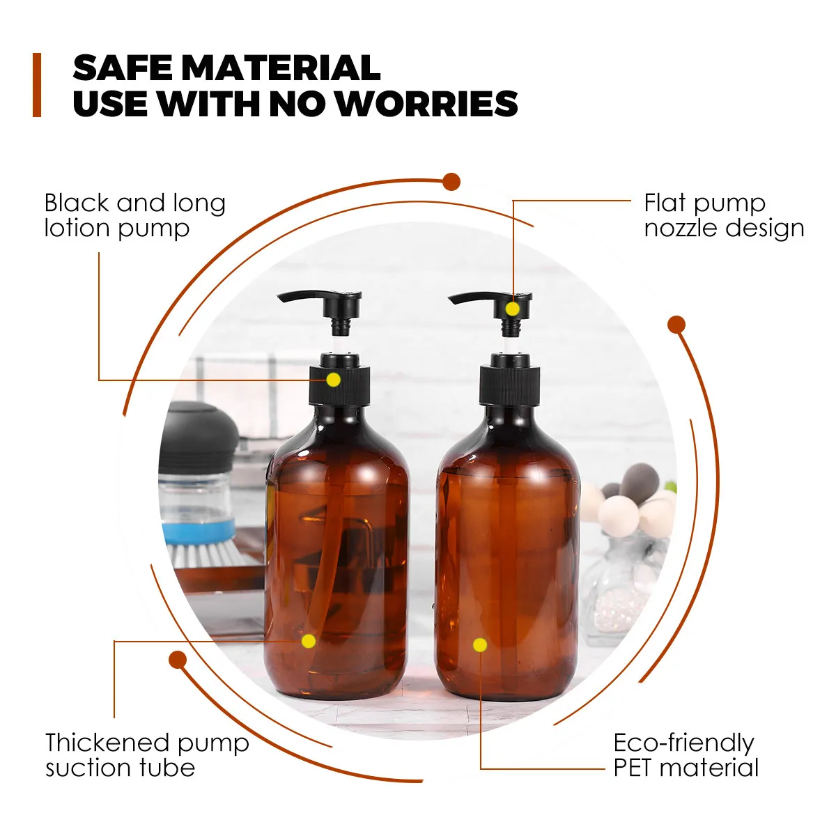 

2Pcs 500Ml Pump Bottle for Shower Gel Refillable Drip Free Soap Dispenser Lotion Container Hand Empty Shampoo Bottle