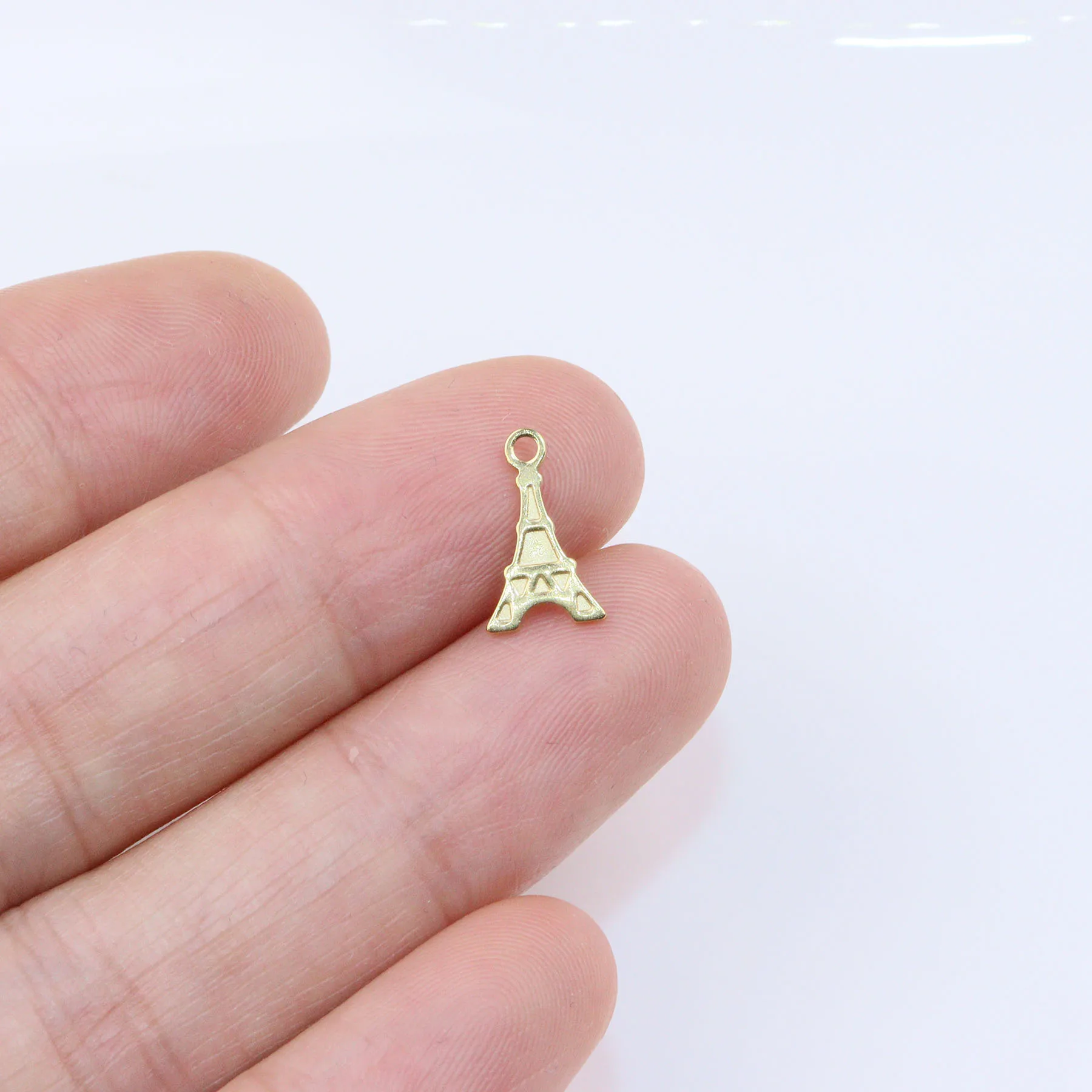 50/10pcs 12*7mm Wholesale StainlessSteel Mini Tower Dangling Charms DIY Anklets Earrings Bracelets Unfading Colorless 2 Colors