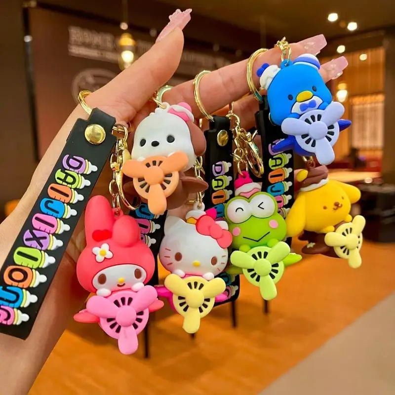 Sanrio Aircraft Anime Keychain Action Figure Dolls Toys Hello Kitty My Melody Pochacco Kero Kero Keroppi Sam Bag Pendant Gift