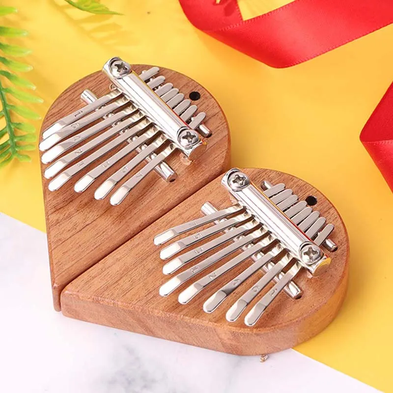 Mini Heart Shape Kalimba 8 Keys Thumb Piano With Accessories For Beginners Teens Adults Creative Music Box Musical Instruments