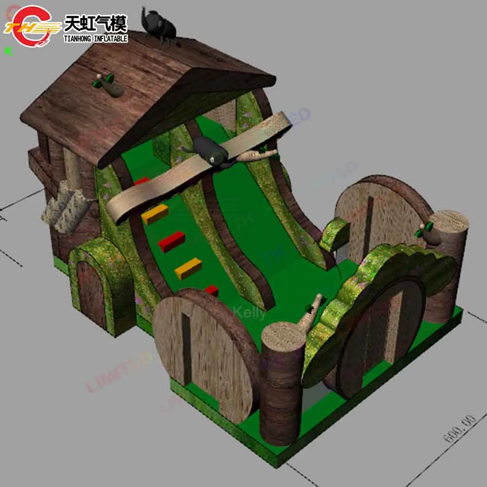 7 x 3 m kommerzielle aufblasbare Rutsche, maßgeschneiderter, aufblasbarer, luftiger, aufblasbarer, trockener Rutschenbrücke mit Gebläse